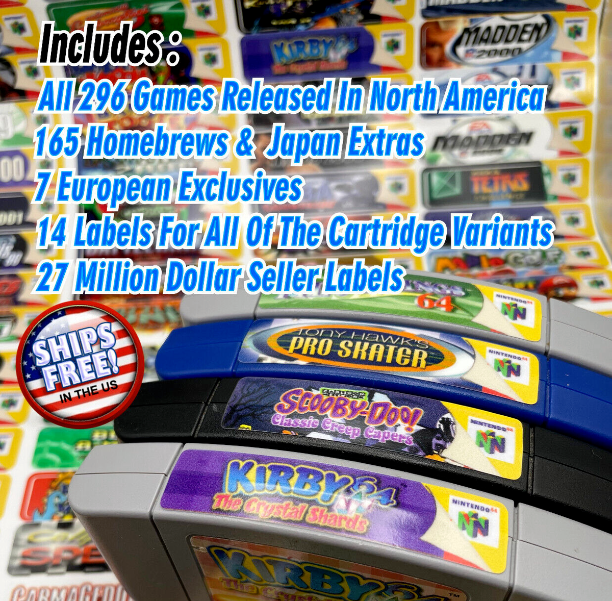 N64 Top End Labels For All 296 US Game Stickers + 215 Extras-Homeb