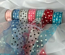 Ribbons Organza Polka Dots 3 yards sections 1.5" wide. Shipping 3.50 others .10