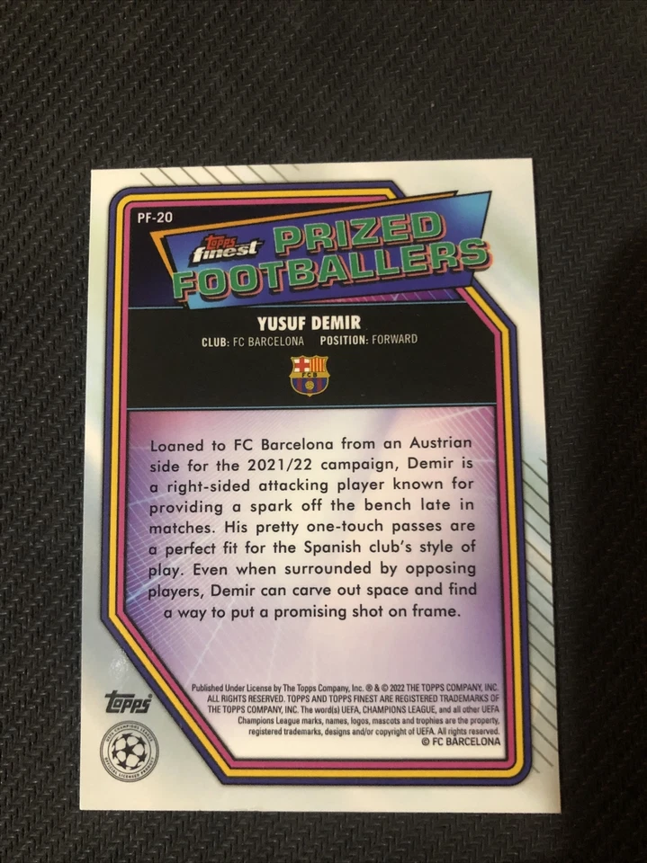 2021-22 Finest UEFA Champions League Prized Footballers #PF-20 Yusuf Demir - Image 2 of 2