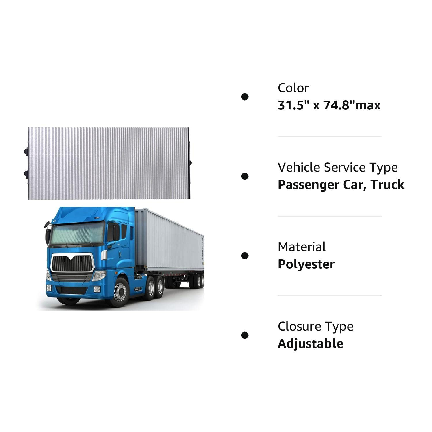 Car Retractable Windshield Large Sunshade Protector for 3 Suction Cups.