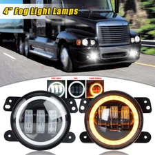 For Freightliner Century Class 4" Inch Round clear lens Front Bumper Fog Lights