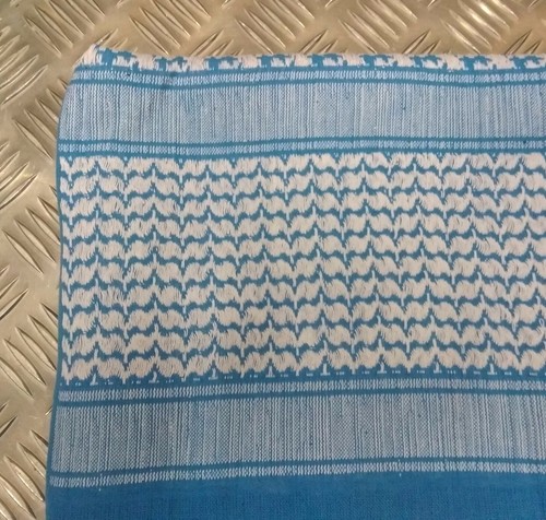 100% Cotton Shemagh / Arab Scarf / Pashmina / Wrap / Sarong. White & Blue - NEW - Picture 3 of 6