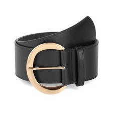 Women Suede Wide Waist Belt Black Pu