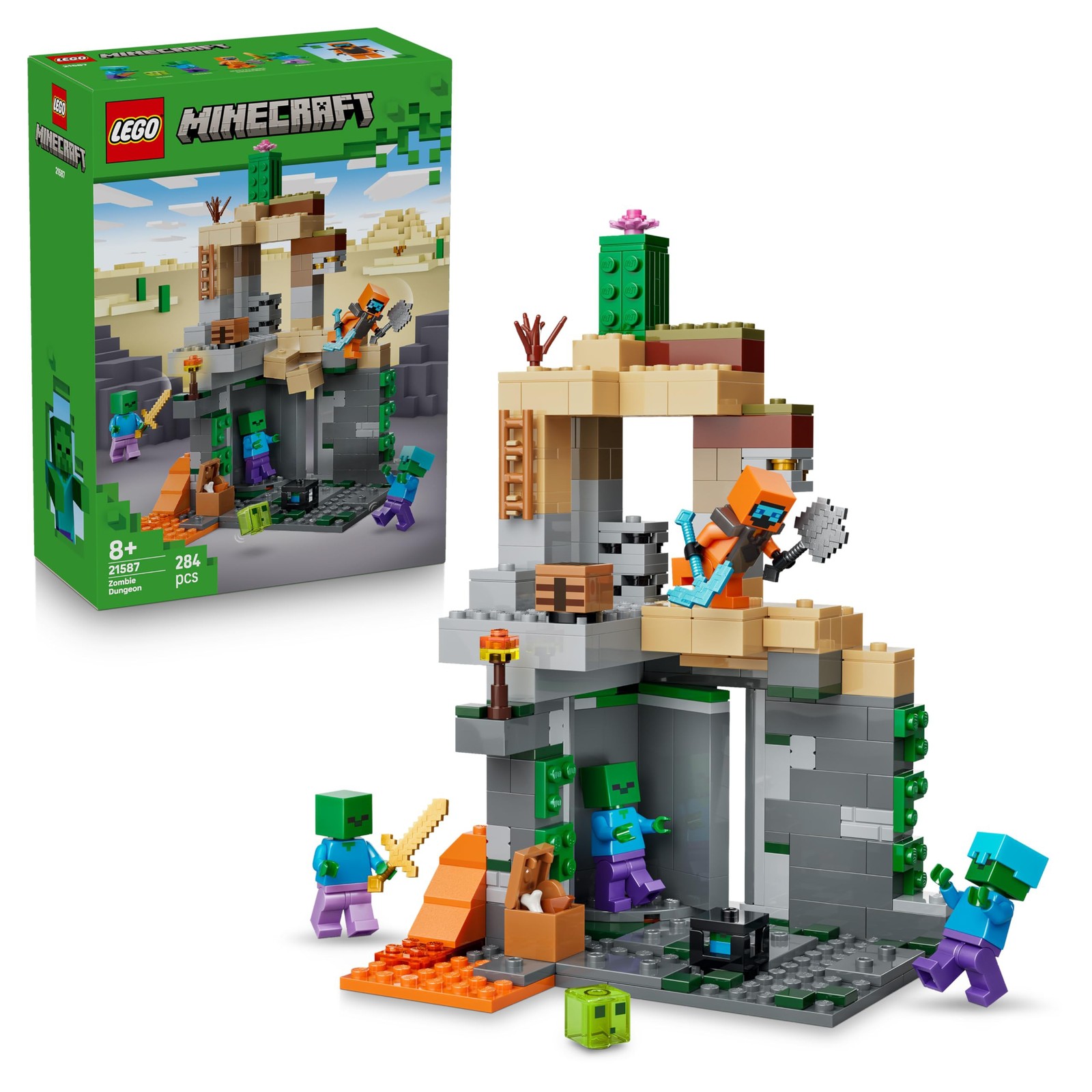 LEGO 21587 Minecraft Zombie Dungeon - with a Wanderer Minifigure, 3 Zombie Fi...