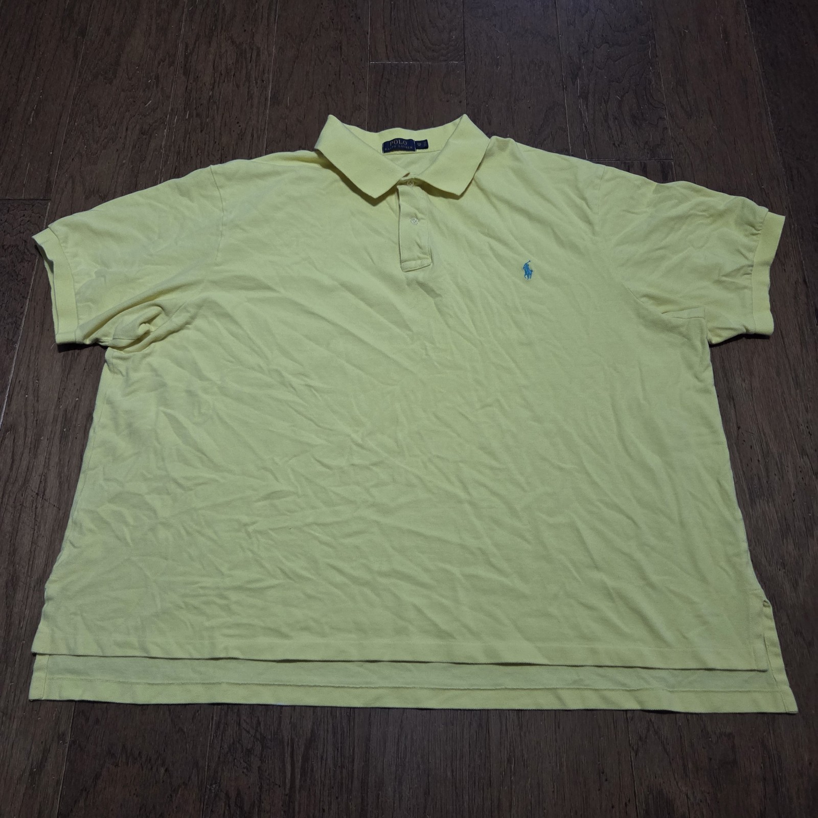Polo Ralph Lauren camicia uomo 4XB grande gialla casual manica corta golf verde pony