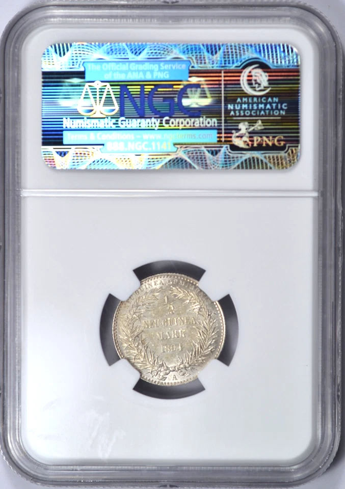 1894 GERMAN NEW GUINEA 1/2 MARK NGC MS63 PARADISE BIRD SCARCE COIN - Image 2 of 3