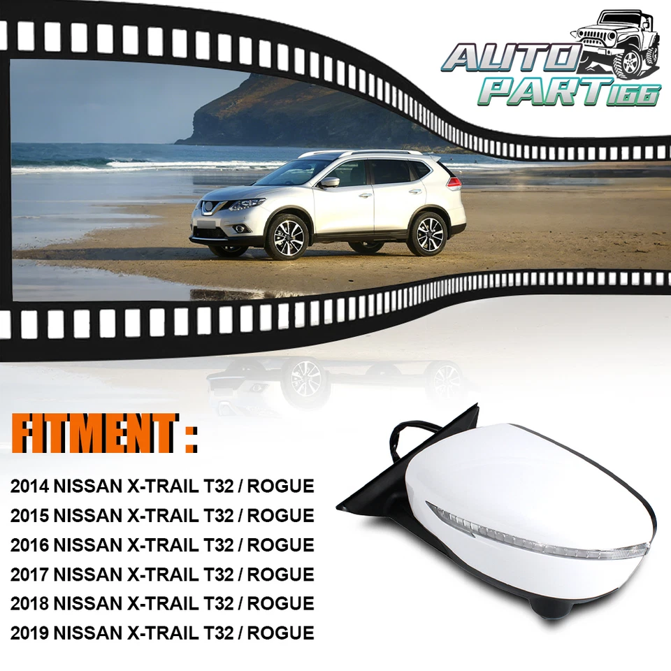 Espejo retrovisor lateral izquierdo 13 pines blanco con cámara para Nissan X-Trail T32/Rogue 2014-2019 Foto 2 de 4
