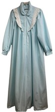 Gilligan O Malley Pale Green Maxi Robe Lounge Sz L Long Sleeve 1/2Zip Pocket N
