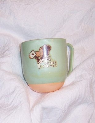 Vintage Green Tommee Tippee Sippy Cup Weighted Bottom Drinking Cup