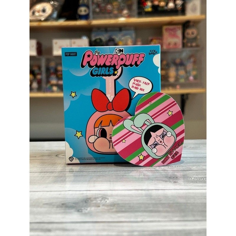 Pop Mart  Crybaby Power Puff Girls vinyl plush keychain pendant BUNNY BUTTERCUP