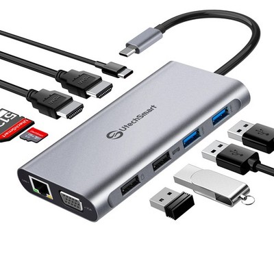 UtechSmart USB C HubTriple Display USB C Laptop Docking Station 11 in 1 USB C