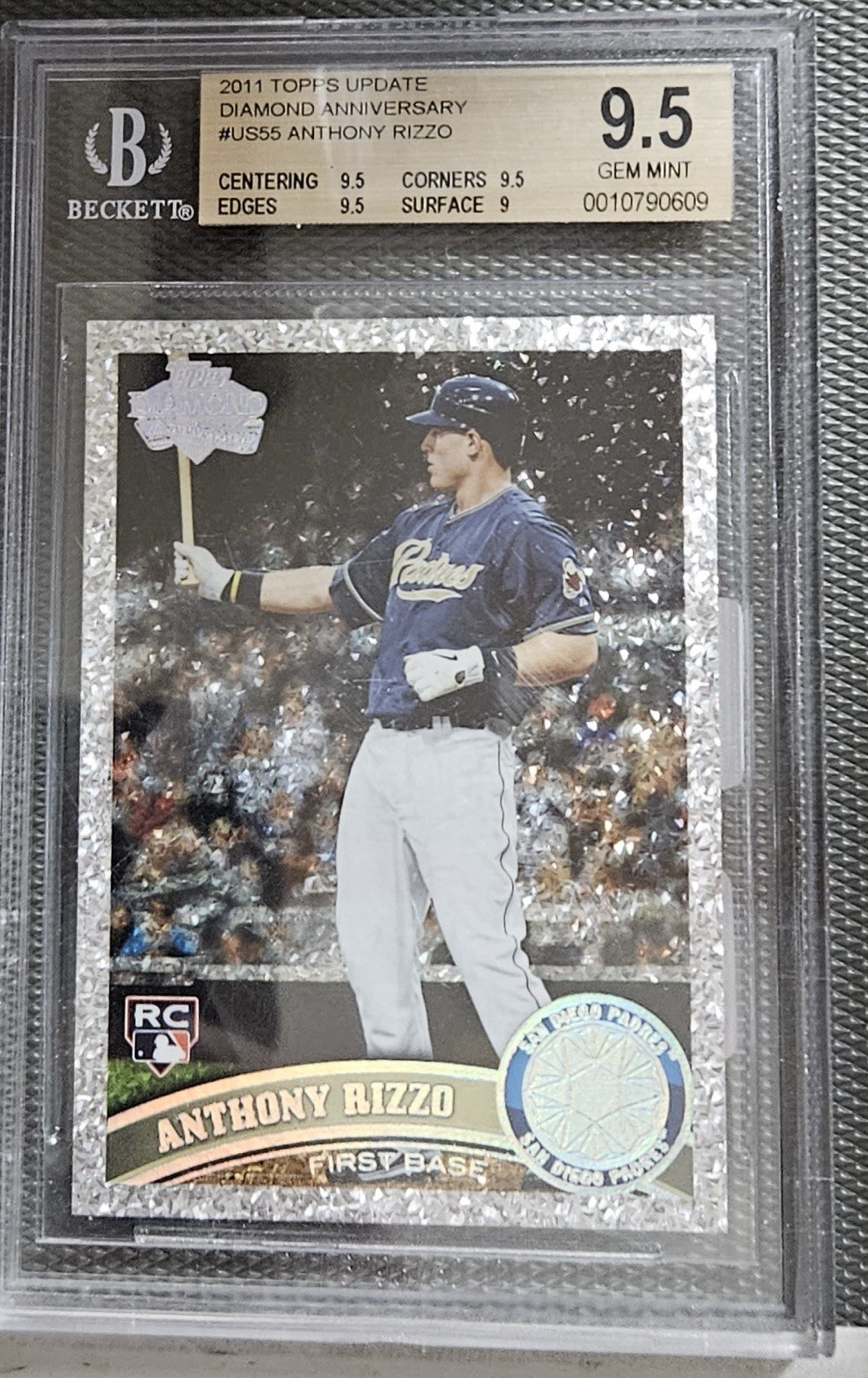 2011 Topps Update # US55 Anthony Rizzo RC - Diamond Anniversary BGS 9.5 GEM MINT