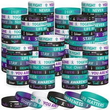 WATINC Suicide Awareness Silicone Wristbands Set, 8 Inch, P