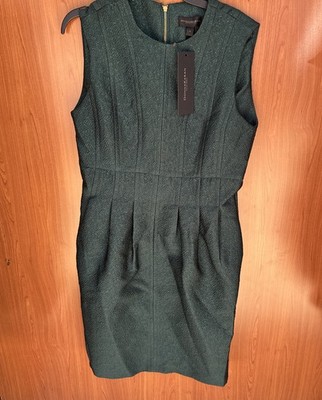 Donna Karan New York Women's Green Jewel Neck Metallic Jacquard Dress Size 4