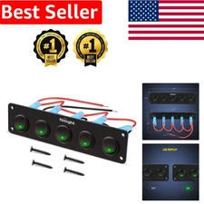 5 Gang Waterproof Rocker Switch Panel - Efficient 12V Control for Boats