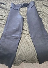 Genuine Distress Black Naked Cowhide Leather Riding Biker Chap Customizable fit