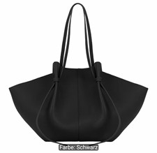 Damen Tragetasche Schwarz Kunstleder Knoten S...