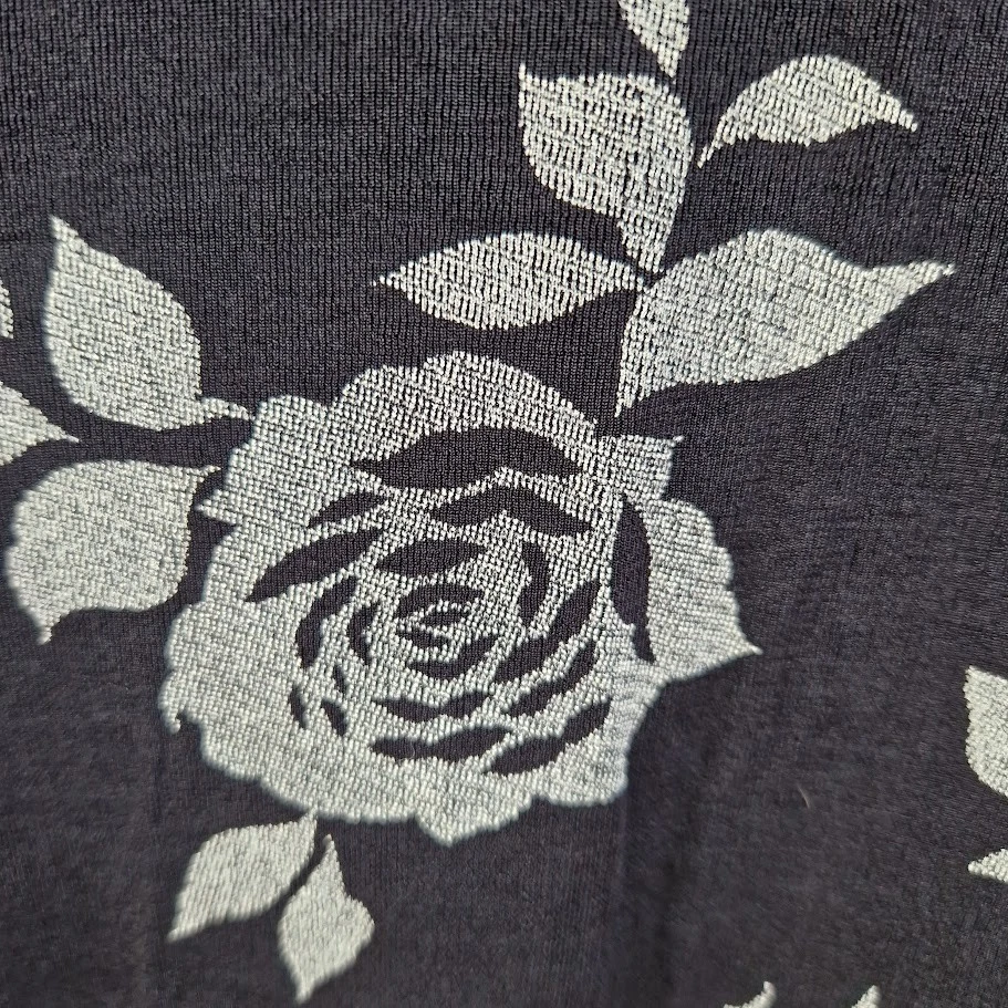 Vintage La Belle Y2K Dress M Black Floral Viscose 3/4 Sleeve Midi Late 90s - Image 4 of 4