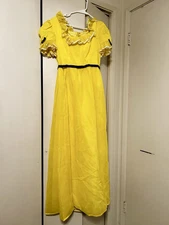 Vintage Lorrie Deb Evening Dress yellow cocktail Long Elegant Green Velvet 1960’