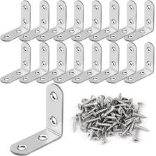 16 Pcs L Bracket Stainless Steel Corner Brace Sets, 90 Degree Right Angle Bracke
