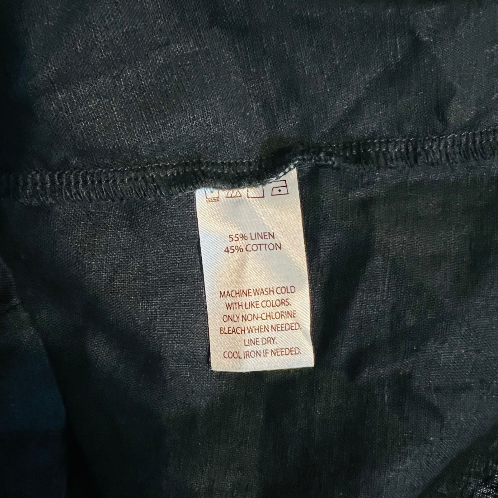 Saks Fifth Avenue Black Linen V Neck Short Sleeve Dress Size S Small