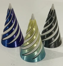Three 3D Printed Spiral Cone Toy Fidget Toy Impossible Pyramid Passthrough