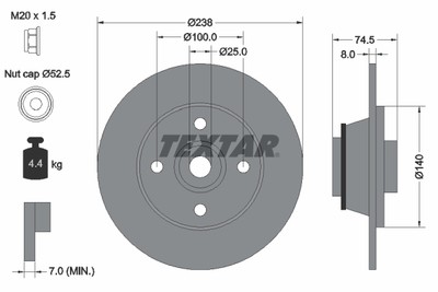 Textar 92154103 Brake Disc for Renault