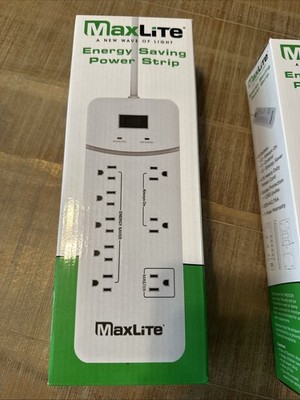 MaxLite Energy Saving Power Strip Surge Protector 8 Outlets Brand New