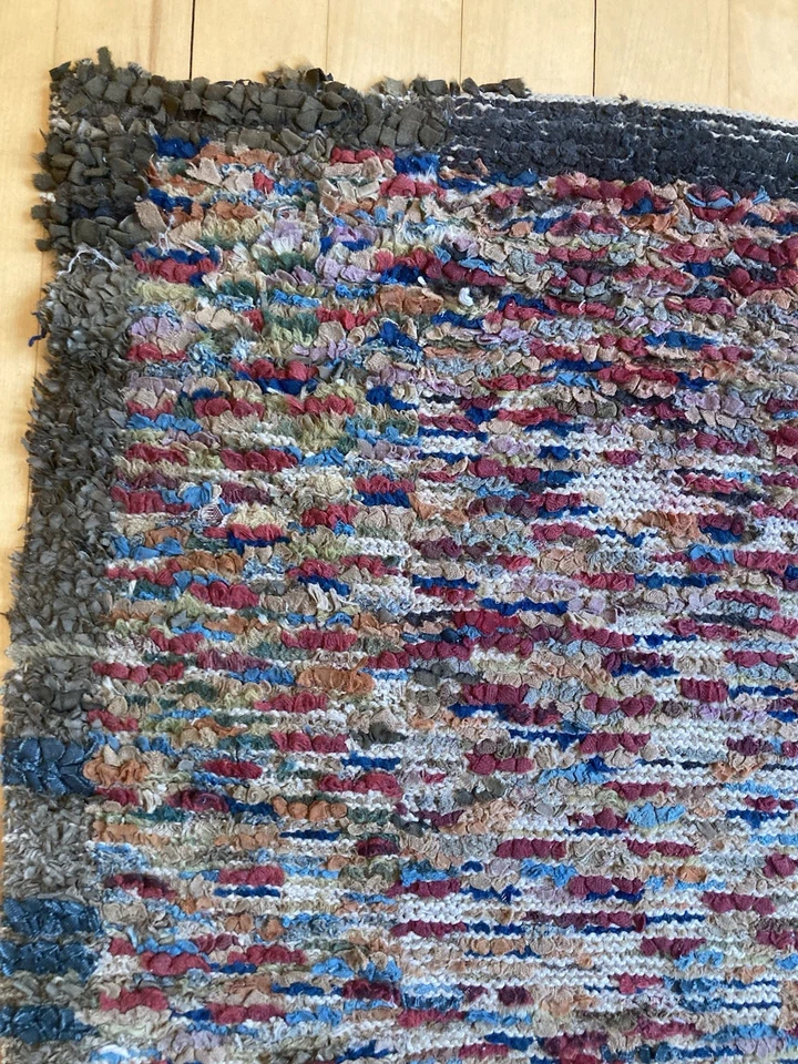 Rare! Antique American primitive Shaker Sheared Confetti Rug - Image 2 of 4
