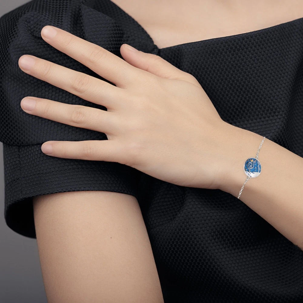 VALENTINO Bracciale Cielo Madre Miss Moda Mano Catena Perline Cristallo