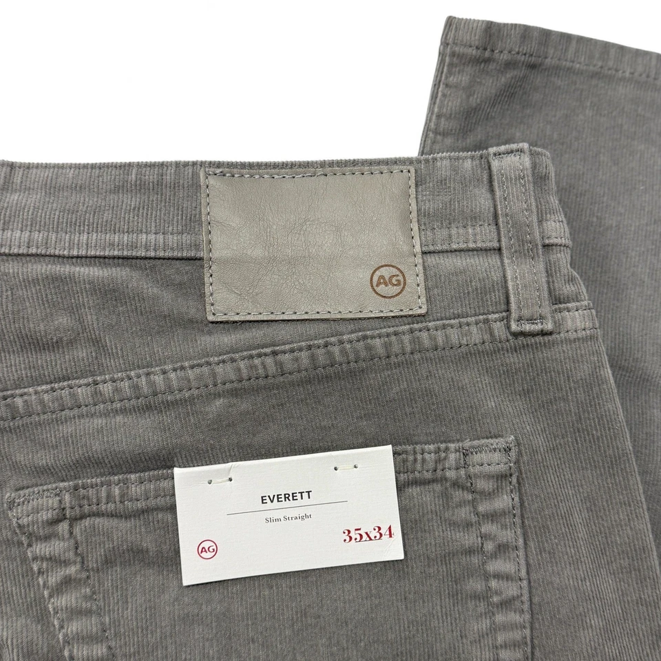 Pantalones de pana rectos ajustados AG Adriano Goldschmied Everett para hombre 35x34 nuevos con etiquetas Foto 4 de 4