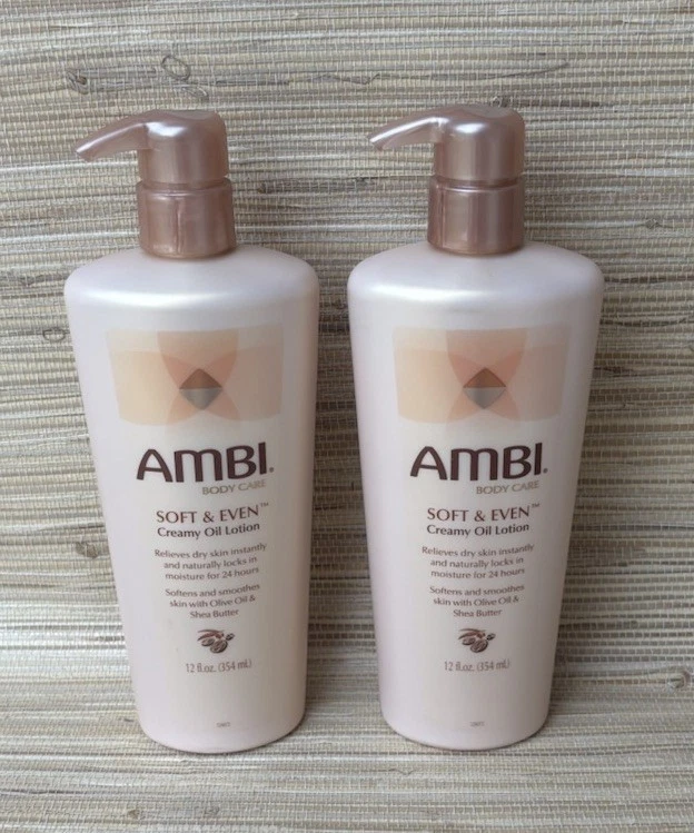 Loção óleo cremoso macio e uniforme AMBI 12 oz cada NOVO lote de 2 - Imagem 2 de 4