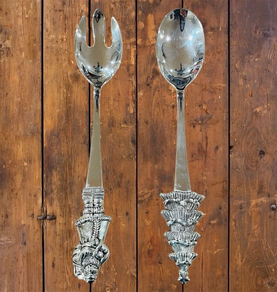 Wallace Silversmiths 1998 Juego de servir ensalada navideña cuchara y tenedor Foto 3 de 4