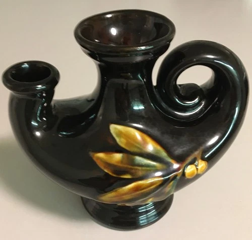 antique McCoy Pottery Olympia Aladdin Genie Oil Lamp shape vase