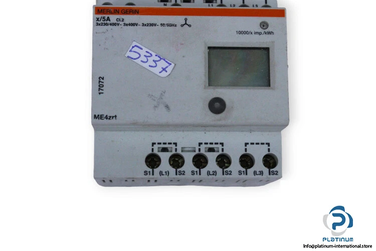 MERLIN GERIN ME4ZRT THREE-PHASE WATT HOUR METER_X/5A_17072 / ME4ZRT - Image 2 of 2