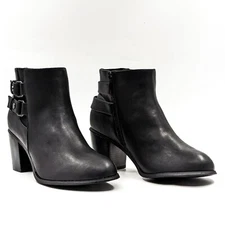 Torrid Women Double Tab Black Vegan Leather Office Dressy Ankle Wide Boots 10.5W