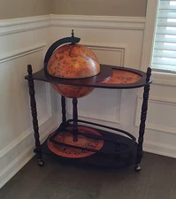 Vintage Style Bar Liquor Cart Tea Drinks Serving Trolley Wood Rolling Wine Rack