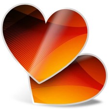 2 x Heart Stickers 15 cm - Abstract Orange Red Pattern #3987