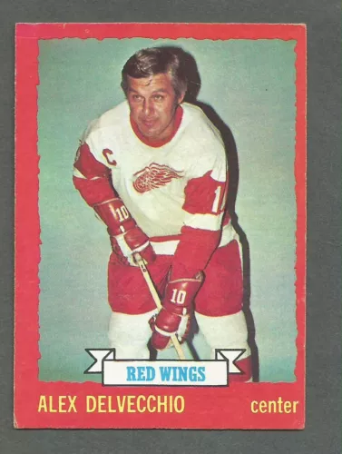 1973-74 OPC O-Pee-Chee Hockey Alex Delvecchio #1 Red Wings EX/MT *Dark Back* **2