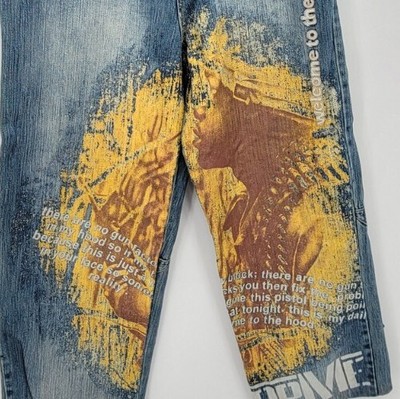 Rare ARME Welcome To The Hood Jeans Denim Baggy Distressed  