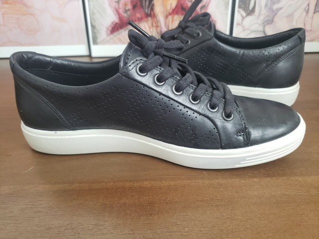 ecco black leather sneakers womens