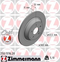 2X Zimmermann 250.1376.20 Bremsscheibe FüR Ford