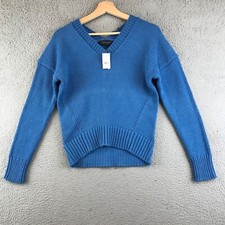 New Ann Taylor Blue Double V Mixed Stitch Sweater Sz XS
