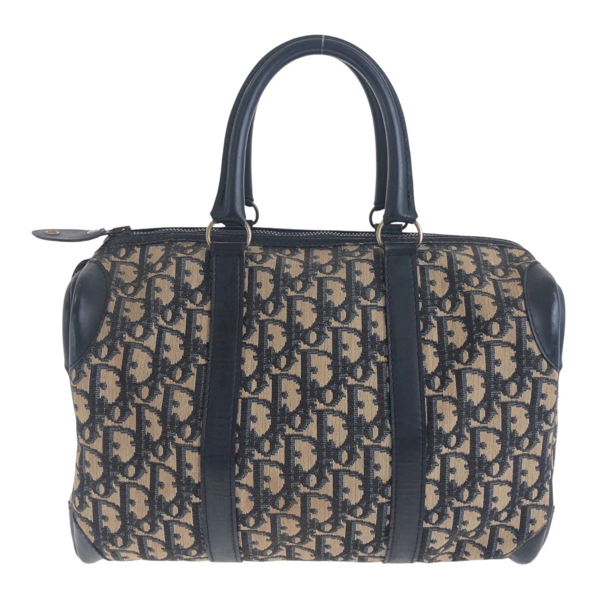 Sac à main trotteur Dior vintage boston bag marine or quincaillerie toile/cuir