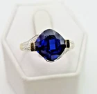 STUNNING .925 Vintage Sterling Silver Estate Ring Size 8.25 with Blue Stone