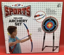 NEW Deluxe Junior ARCHERY SET! Large Freestanding Target, Bow, Arrows Sealed Box