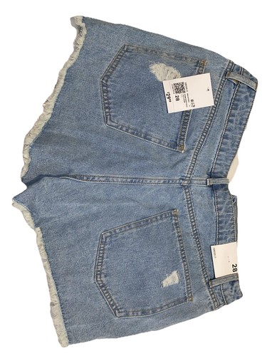 Forever 21 denim jean shorts Rhinestone Jeweled Fringe Sequin Shorts Size 28 - Picture 4 of 4
