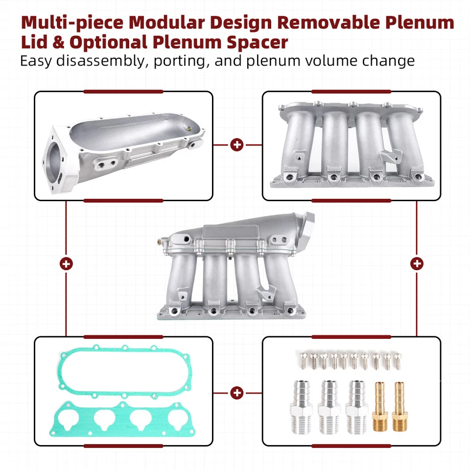 Ultra Street Intake Manifold for Honda K-Series K20A K20A2 K20Z1 K24A1 - Silver - Image 3 of 4