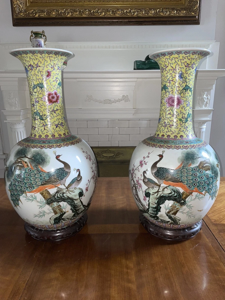 孔雀花瓶中国古董花瓶| eBay