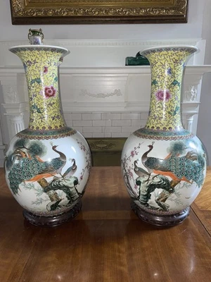 孔雀花瓶中国古董花瓶| eBay